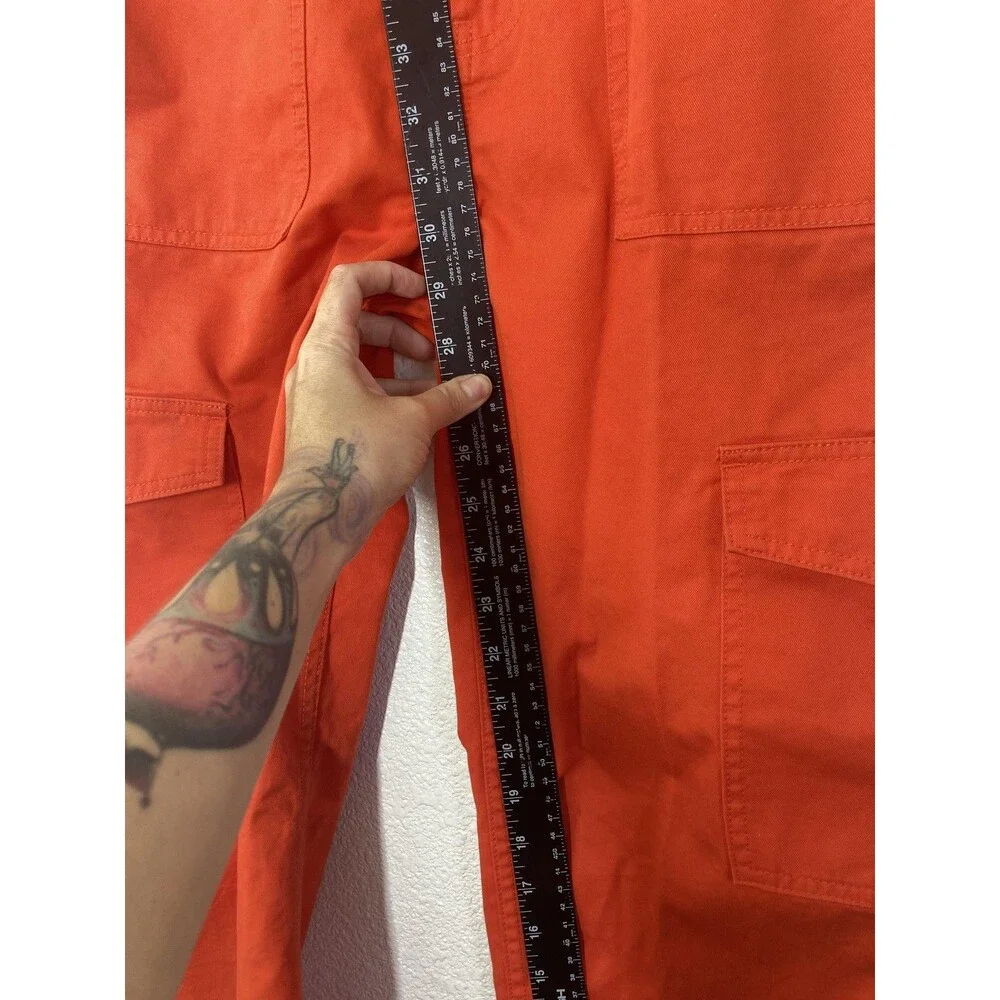 BDG Cargo Pants 27 Orange Zip Fly Straight Leg Elastic Waist